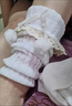 智宙襪套堆堆襪女款秋冬季日系Lolita洛麗塔JK毛球蝴蝶結保暖小腿襪套 白色 均碼 曬單實(shí)拍圖