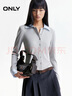 ONLY 2025秋季襯衫拼接領(lǐng)口設計翻領(lǐng)長(cháng)袖正肩T恤女|125302020 曬單實(shí)拍圖