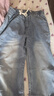 頂峰保羅（Dingfengbaoluo）天絲薄款牛仔褲男復古寬松直筒垂順闊腿休閑褲8022懷舊藍XL 曬單實(shí)拍圖
