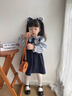 班喜迪女童連衣裙春裝新款洋氣寶寶公主裙周歲禮服春秋裝兒童學(xué)院風(fēng)裙子 藍色 100 曬單實(shí)拍圖