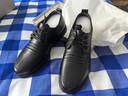 紅蜻蜓男鞋平底秋冬牛皮休閑鞋男圓頭商務(wù)正裝皮鞋男WTA306871黑色40 曬單實(shí)拍圖