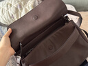 裘真【新年禮物】植鞣羊皮自在郵差包通勤大容量休閑單肩斜挎包女 咖啡色-羊皮 曬單實(shí)拍圖