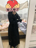 茵曼（INMAN）2025秋冬女裝新款復古半高領(lǐng)磨毛黑色連衣裙顯瘦長(cháng)袖長(cháng)裙子  午夜黑 XL 曬單實(shí)拍圖
