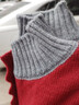 【新年新氣象】半高領(lǐng)撞色針織衫女紐扣裝飾打底衫百搭顯瘦洋氣 安哥拉紅 L 105-115斤 曬單實(shí)拍圖