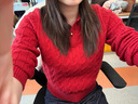 茵曼毛衣女POLO領(lǐng)冬季新年紅裝套頭針織衫2026春季通勤長(cháng)袖毛衣上衣 紅色 S 曬單實(shí)拍圖