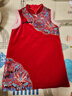 Little  Naive女童中國風(fēng)絲絨旗袍背心裙冬季紅色夾棉連衣裙拜年服 紅色 120 曬單實(shí)拍圖