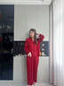 魅卿紅色新婚結婚套裝冰絲薄款大碼胖mm條紋春夏季男女情侶睡衣春秋款 S-66032女 【禮盒包裝】 XL 【女推薦120-140斤】 曬單實(shí)拍圖