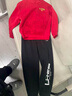 李寧（LI-NING）兒童運動(dòng)套裝冬季紅色童裝新年款6-12歲中大童本命年加絨衛衣衛褲 新年套裝一【加絨衛衣/大logo加絨衛褲】 150 曬單實(shí)拍圖