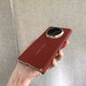 迪瀟皮革防摔榮耀magicV5手機殼vivoXFold5折疊屏雙中軸保護華為mateX6/X5全包防摔單后殼納帕皮紋套 精孔【祥瑞紅-雙中軸】電鍍納帕皮紋殼 vivo x fold5 曬單實(shí)拍圖