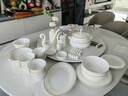 錦秋堂景德鎮陶瓷器 家用骨瓷餐具套裝碗盤(pán) 結婚禮品瓷金邊輕奢餐具組合 6-10人位|60件套 曬單實(shí)拍圖