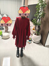 左西童裝女童紅色連衣裙兒童秋冬季2025新款女孩大童新年服荷葉裙 紅色 150 cm 曬單實(shí)拍圖