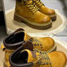 駱駝（CAMEL）【王俊凱同款】馬丁靴男鞋冬季新款高幫大黃靴女戶(hù)外工裝登山靴子 G122W7757TR 金黃色 (絨里) 42 曬單實(shí)拍圖