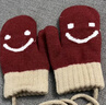 尼多熊兒童手套新年紅色冬季保暖寶寶手套3-6歲針織男女童可愛(ài)嬰兒手套 曬單實(shí)拍圖
