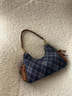 CinvaiKrose官方店小c&k牛仔帆布包包女包2025新款潮流月牙包單肩包生日禮物 藍格Blue lattice【送女友老婆女生禮物走心】 曬單實(shí)拍圖