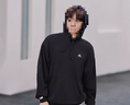 adidas情侶加絨加厚寬松連帽長(cháng)袖套頭衛衣男女秋冬阿迪達斯輕運動(dòng) 碳黑   M 曬單實(shí)拍圖