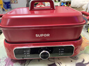 蘇泊爾（SUPOR）分體多功能料理鍋 家用電火鍋電煮鍋電蒸鍋電炒鍋多用途鍋電熱鍋烤肉鍋一體 5L大容量 一鍋3盤(pán) 5L 曬單實(shí)拍圖