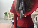 :CHOCOOLATEit斗篷披肩針織毛衣女士冬季新款假兩件飄帶洋氣質(zhì)上衣 紅色 均碼 曬單實(shí)拍圖