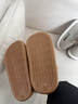紅豆麂皮防水棉拖鞋女外穿親子防滑冬季2026新款厚底室內加絨保暖棉鞋 卡其 38-39 【正碼】 曬單實(shí)拍圖