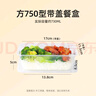 特美居（temeiju）一次性飯盒長(cháng)方形透明塑料快餐盒加厚帶蓋打包盒餐具300套裝750型 曬單實(shí)拍圖