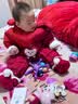 班喜迪嬰兒羽絨服連體衣冬季女寶寶衣服小月齡外出服白鴨絨冬裝保暖爬服 紅色 80 充絨量：74g 曬單實拍圖
