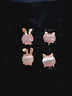 莎妍茜兒童耳夾無(wú)耳洞超萌可愛(ài)公主卡通耳飾女寶免打孔新款耳墜耳釘飾品 兔子+貓咪各一對 曬單實(shí)拍圖