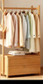 多功能竹藝衣帽架家用臥室落地掛包架帶抽屜儲物置衣架收納衣服架 翻蓋款原色【70cm】 曬單實(shí)拍圖