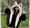 棉致座山雕貓耳朵連帽棉服女冬季加厚高級感棉衣羽棉襖絨服外套派克服 381黑色【高品質(zhì)】 M 105-120斤 曬單實(shí)拍圖
