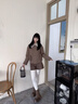 塔馳密司（touchmiss）靜奢風(fēng)可拆卸毛領(lǐng)夾棉短外套女冬季廓形棉衣 松木咖 L 曬單實(shí)拍圖