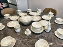 贛瓷匯景德鎮高檔骨瓷餐具整套陶瓷碗碟套裝家用輕奢碗盤(pán)組合結婚喬遷禮 微波爐適用丨皮箱裝丨 十人食丨 60件套 曬單實(shí)拍圖