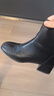 他她Tata靴子女奶皮靴法式氣質(zhì)短靴女靴通勤瘦瘦靴黑色 38 曬單實(shí)拍圖