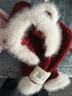 笙格兒可愛(ài)小熊帽子圍巾一體女款圍脖秋冬季保暖護耳騎車(chē)滑雪毛絨雷鋒帽 安哥拉紅色 曬單實(shí)拍圖