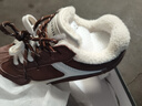 達芙妮加絨德訓鞋女2025新款冬季保暖棉鞋內增高軟底通勤百搭休閑雪地靴 棕色 【柔軟皮面】加絨款 37 曬單實(shí)拍圖