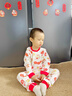嬰蓓依兒童內衣套裝春秋款小童紅色拜年秋衣秋褲寶寶打底睡衣套頭家居服 蘋(píng)蘋(píng)安安 100 身高91-100cm 可開(kāi)肩/兩用襠 曬單實(shí)拍圖
