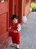 優(yōu)奇周歲禮服男寶寶嬰兒春秋衣服分體套裝中式兒童唐裝新年服抓周衣服 紅色刺繡套裝 90 曬單實(shí)拍圖