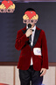 蘿卜唄唄兒童西裝男童主持拜年服花童禮服絲絨西服外套 酒紅三件套 150 曬單實(shí)拍圖