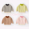 嘟嘟家寶寶條紋毛衣冬裝兒童保暖上衣嬰兒衣服女童冬季衣服 米杏黃條紋 曬單實(shí)拍圖