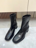 Bata彈力瘦瘦靴女冬季商場(chǎng)新款通勤百搭粗跟時(shí)裝靴AAH40DZ5 黑色 38 曬單實(shí)拍圖