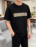 特大碼300斤男短袖潮牌圓領(lǐng)半袖時(shí)尚夏季打底衫流行百搭的T恤男裝 黑色 M 【建議80-100斤】 曬單實(shí)拍圖