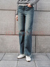 森馬（Semir）森柔牛仔|牛仔褲女港風(fēng)舒適闊腿褲顯瘦秋季女生長(cháng)褲103524124001A 曬單實(shí)拍圖