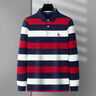 保羅男士品牌t恤長(cháng)袖藍白橫條紋polo衫高端襯衫領(lǐng)中年春秋季體桖 紅色 【保羅線(xiàn)下同款】 56/190/XXXL 適合170-195斤 曬單實(shí)拍圖