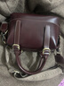 西柏萊頭層牛皮波士頓包女2026新款時(shí)尚通勤媽媽包單肩斜挎手提真皮女包 酒咖色 曬單實(shí)拍圖