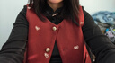 熙世界（sllsky）復古紅色毛呢馬甲背心秋冬小個(gè)子愛(ài)心刺繡無(wú)袖短外套上衣 復古紅-馬夾 S 曬單實(shí)拍圖