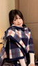 京多夢(mèng)復古格子流蘇慵懶風(fēng)披肩女春2026春新款疊穿百搭氣質(zhì)圍巾新年穿搭 藍格紋 曬單實(shí)拍圖