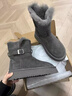 微光里灰色雪地靴女2025冬季新款厚底增高加絨加厚短筒雪地棉鞋 灰色 加絨 短筒厚底 37 曬單實(shí)拍圖