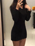 妙奕嘉黑色針織連衣裙打底裙子女裝秋裝新款2025衣服純欲性感小個(gè)子穿搭 V領(lǐng)黑色修身針織包臂裙 均碼 【建議120斤左右內】 曬單實(shí)拍圖