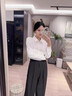 韓曼柯（HANMANKE）白色襯衫女長(cháng)袖商務(wù)職業(yè)正裝女士日常休閑襯衣抗皺免燙內搭單上衣 曬單實(shí)拍圖