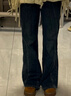 茵曼復古分割抓毛喇叭牛仔褲2025冬女裝新款顯瘦水洗長(cháng)褲 深牛仔藍 27 曬單實(shí)拍圖