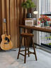 禾夫實(shí)木吧臺凳家用島臺餐桌高腳凳子餐廳咖啡廳酒吧椅前臺接待吧臺椅 胡桃色【100%橡膠木】坐高53CM（適配80-90高度桌子） 送貨上門(mén) 曬單實(shí)拍圖