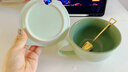 筏芯泡麥片專(zhuān)用杯子帶勺子陶瓷早餐酸奶杯高顏值微波爐大容量牛奶杯燕 草綠雙色 杯+陶瓷勺+陶瓷蓋 曬單實(shí)拍圖
