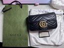 古馳（GUCCI）女包Marmont馬蒙牛皮鏈條單肩包GG經(jīng)典斜挎包女士七夕情人節禮物 mini 16.5cm 黑色 酷奇女包 曬單實(shí)拍圖